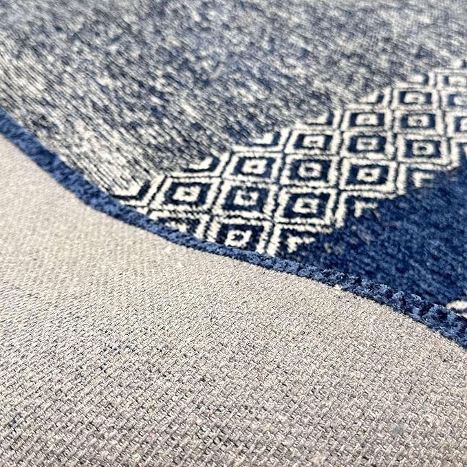 Alfa Rich 7x10 Navy Blue Washable Area Rugs for Living Room Bedroom Kitchen Dining Cotton Rug