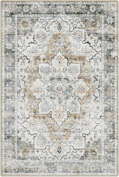 LUMI Washable Area Rug 8x10 for Living Room, Ultra Soft Stain Resistant Carpet with Non Slip Rubber Backing, Non-Shedding Low Pile Rugs for Bedroom, Dining Room, Indoor, Office