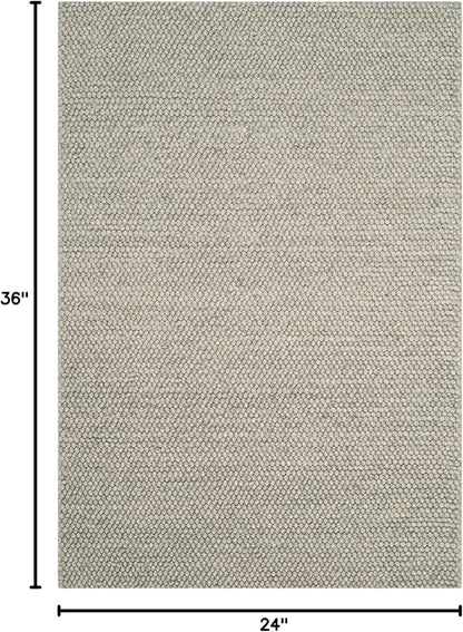SAFAVIEH Natura Collection Accent Rug - 2' x 3', Silver, Handmade Wool Blend, Textured Design, Ideal for Hallway, Bedroom, Foyer (NAT620C)