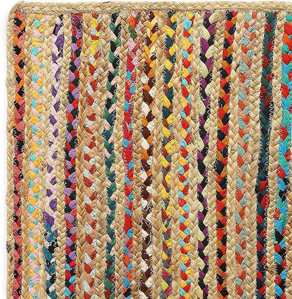 REDEARTH · Jute Cotton Chindi Area Rug - 4'x6' Rectangular Rug, Handwoven, Non-Shedding, Soft & Durable – Multi Tones for Home Décor in Living Room, Dining Room, Bedroom