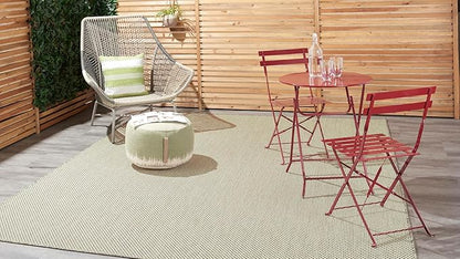 Nourison Home Courtyard Ivory Green 8' x 10' Area Rug - Easy Clean, Non Shedding, Bed Room, Living Room, Dining Room, Kitchen (8' x 10')