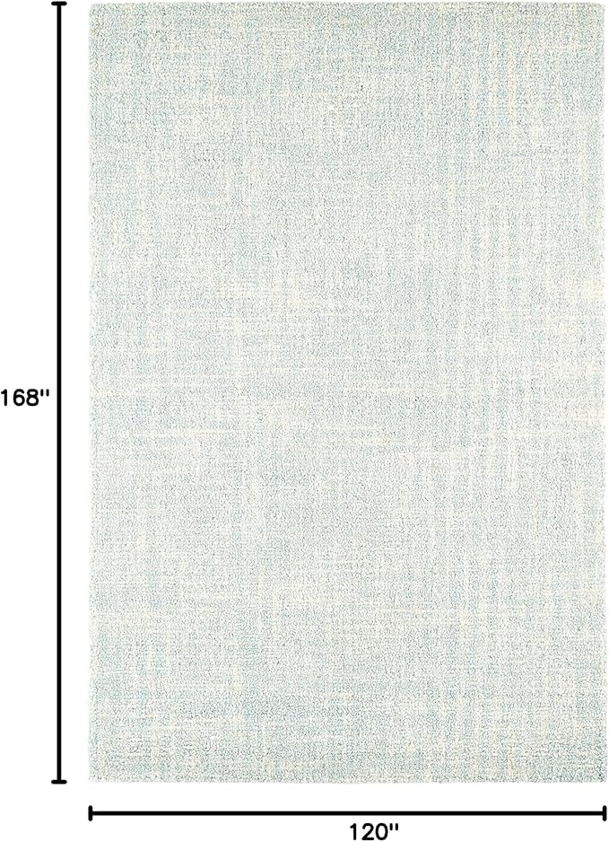 Dash & Albert Crosshatch Sky Hand Micro Hooked Wool Rug, 9.5 X 13.5 Feet, Blue Solid Pattern