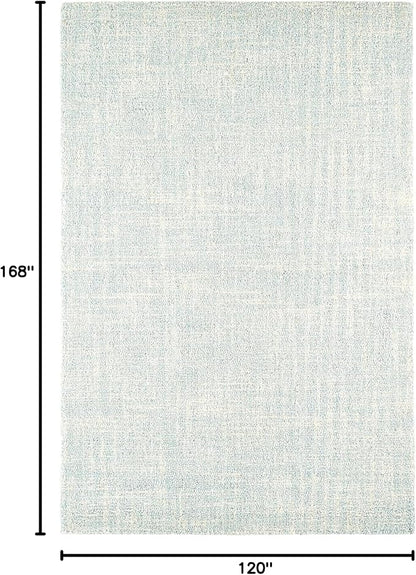 Dash & Albert Crosshatch Sky Hand Micro Hooked Wool Rug, 9.5 X 13.5 Feet, Blue Solid Pattern