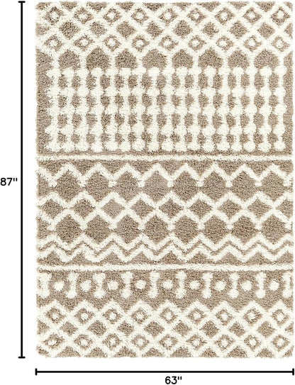 Livabliss Hapsburg Moroccan Shag Area Rug,5'3" x 7'3",Medium Brown