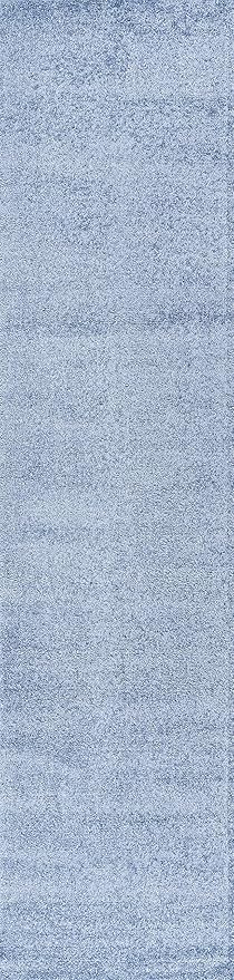 Eyely UES100F-216 Supersoft Haze Solid Low-Pile Indoor Runner Rug, Coastal, Bohemian, Minimalist, Classic, Casual for Bedroom,Kitchen,Living Room,Non Shedding,Easy-Washing, Blue, 2 X 16