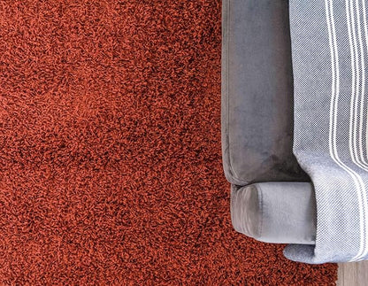 Unique Loom Solid Shag Collection Area Rug (3' 3" x 5' 3" Rectangle, Terracotta)