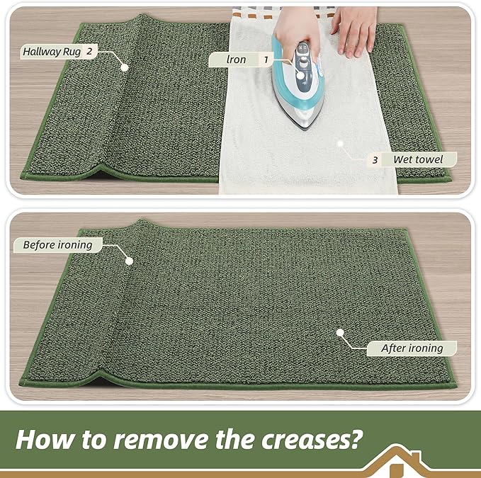 BEQHAUSE 2x3 Entryway Rug Indoor Door Mat Non-Slip Washable, Hallway Rugs Absorbent & Stain Resistant Hall Carpet Runner Rugs for Entryway, Front Door Floor Mats Laundry Room Rugs for Entry, Green