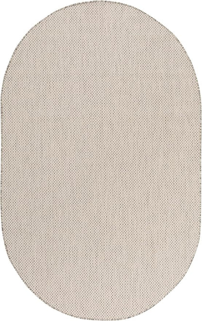 Nourison Home Courtyard Ivory Silver 3' x 5' Oval Area Rug - Easy Clean, Non Shedding, Bed Room, Living Room, Dining Room, Kitchen (3' x 5' Oval)