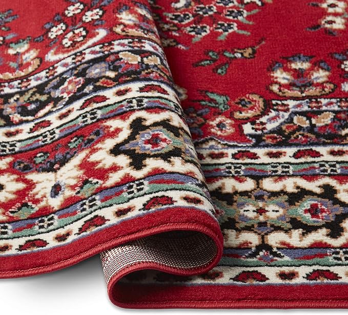 Home Dynamix Premium Sakarya Traditional Medallion Border Area Rug, Claret, 3'7"x5'2" Rectangle