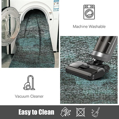 RUGSURE Washable Area Rug - 1/6 Thick - Stain & Water Resistant Non-Slip - Resistant Rug for Living Room, Bedroom, Nursery, Pet & Child Friendly, Vintage Charm Area Rugs (Green, 5' x 7')