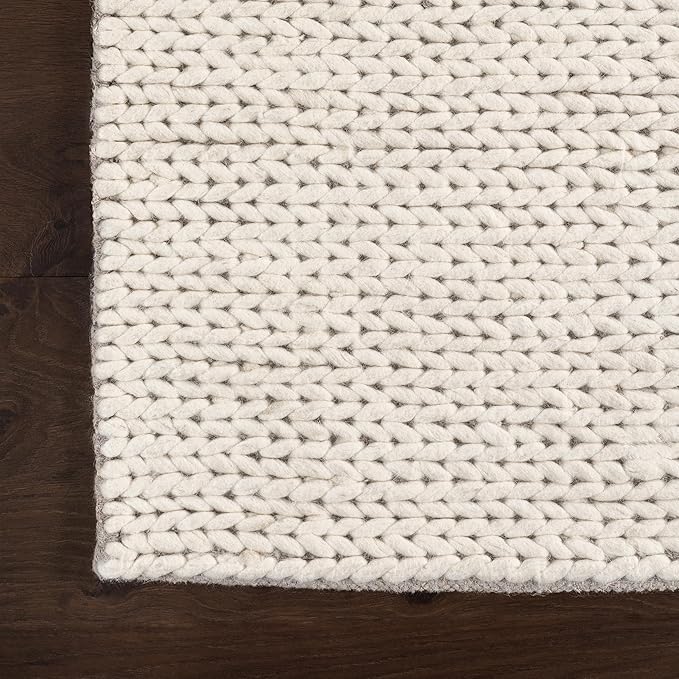 Nuloom Penelope Off-White/Ivory, 5' x 8', Hand-Braided, Wool & Cotton, Textured and Dense, High Traffic, Stain Resistant, Easy Clean, Durable Area Rug for Bedroom, Living Room, Dining, Entryway