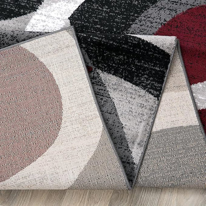 Rugshop Red Modern Geometric Indoor Area Rug, Overlapping Circle Pattern, Fade Resistant, Non-Shedding, for Living Room, Bedroom and Home Office, 5'3" x 7'3"