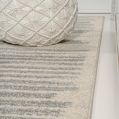 JONATHAN Y Khalil Modern Berber Stripe Cream/Gray Runner Rug, 2x8, Contemporary, Bohemian, Easy-Cleaning for Living Room, Bedroom, Kitchen, Pet Friendly, Non-Shedding (MOH207C-28)
