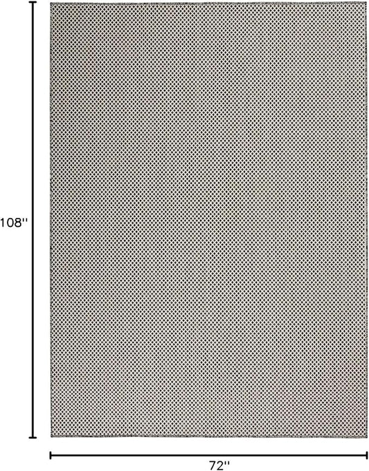 Nourison Home Courtyard Ivory Charcoal 6' x 9' Area Rug - Easy Clean, Non Shedding, Bed Room, Living Room, Dining Room, Kitchen (6' x 9')