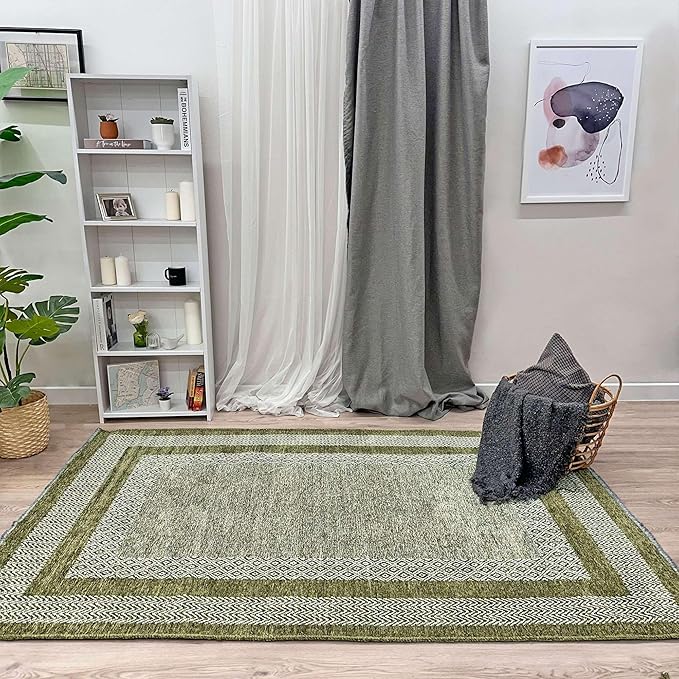 Alfa Rich 3x5 Green Washable Area Rugs for Living Room Bedroom Kitchen Dining Cotton Runner