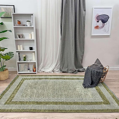 Alfa Rich 3x5 Green Washable Area Rugs for Living Room Bedroom Kitchen Dining Cotton Runner