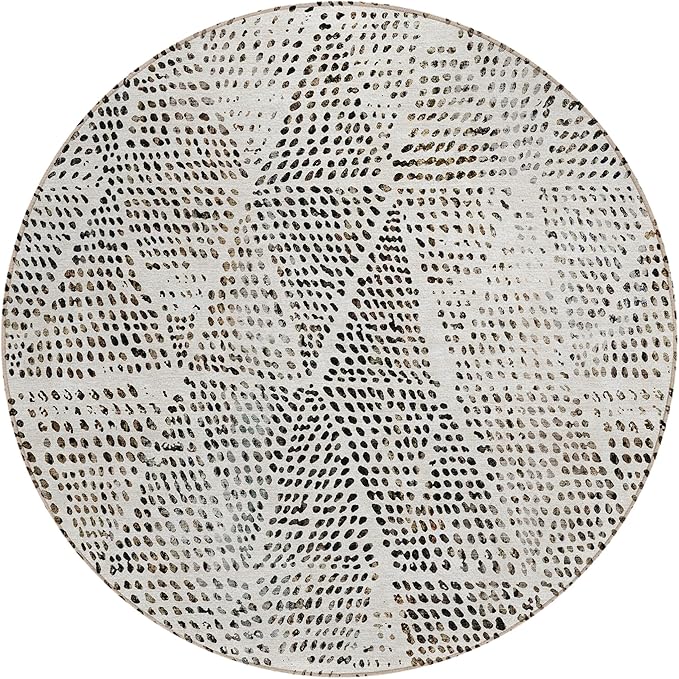 Addison Rugs Chantille ACN591 Ivory 8' x 8' Indoor Outdoor Round Rug, Easy Clean, Machine Washable, Non Shedding, Bedroom, Living Room, Dining Room, Kitchen, Patio Rug