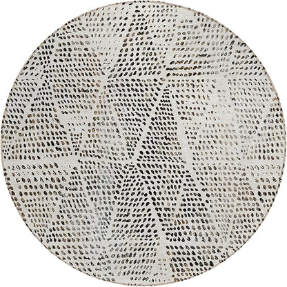 Addison Rugs Chantille ACN591 Ivory 8' x 8' Indoor Outdoor Round Rug, Easy Clean, Machine Washable, Non Shedding, Bedroom, Living Room, Dining Room, Kitchen, Patio Rug