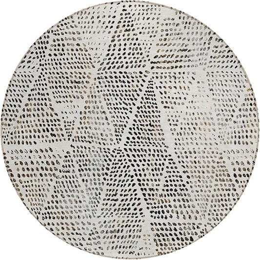 Addison Rugs Chantille ACN591 Ivory 8' x 8' Indoor Outdoor Round Rug, Easy Clean, Machine Washable, Non Shedding, Bedroom, Living Room, Dining Room, Kitchen, Patio Rug