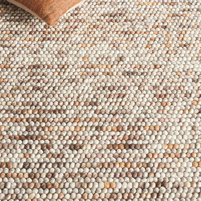 SAFAVIEH Natura Collection Area Rug - 6' Round, Dark Brown & Beige, Handmade Wool Blend, Textured Design, Ideal for Living Room, Bedroom, Dining Space (NAT620E)