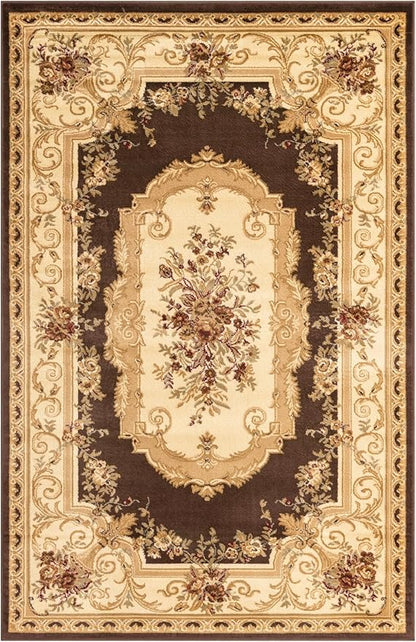 Rugs.com Chateau Collection Rug – 5' x 8' Brown Medium Rug Perfect for Bedrooms, Dining Rooms, Living Rooms