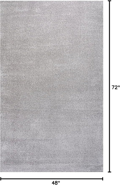 Eyely UES100K-4 Supersoft Haze Solid Low-Pile Indoor Area Rug Casual;Contemporary;Solid;Traditional, Bedroom, Kitchen, Living Room, Easy-Cleaning, Non-Shedding, 4 X 6, Light Gray