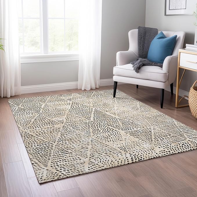 Addison Rugs Chantille ACN591 Beige 8' x 10' Indoor Outdoor Area Rug, Easy Clean, Machine Washable, Non Shedding, Bedroom, Living Room, Dining Room, Kitchen, Patio Rug
