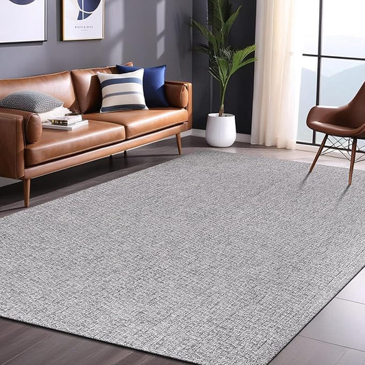 Easy Jute Rugs 8x10 Gray Color Living Room Indoor Outdoor Area Rug for Farmhouse Patio and Kitchen Rug High Traffic Washable Easy to Clean Solid Boho Woven Design Outside Carpet (8 x 10)