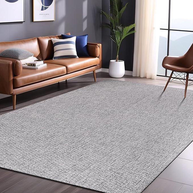 Easy Jute Rugs 9x12 Gray Color Living Room Indoor Outdoor Area Rug for Farmhouse Patio and Kitchen Rug High Traffic Washable Easy to Clean Solid Boho Woven Design Outside Carpet (9 x 12)