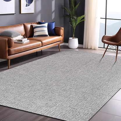 Easy Jute Rugs 9x12 Gray Color Living Room Indoor Outdoor Area Rug for Farmhouse Patio and Kitchen Rug High Traffic Washable Easy to Clean Solid Boho Woven Design Outside Carpet (9 x 12)