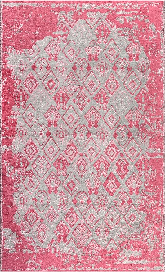 Alfa Rich 3x5 Pink Gray Reversible Washable Area Rugs for Living Room Bedroom Kitchen Decor Runner