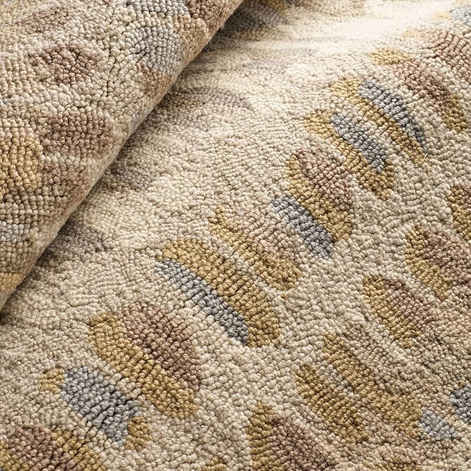 Dash and Albert Paint Chip Wool Area Rug - 5' x 8' Neutral Graphic Hand Micro Hooked Accent Rug - Durable, High Traffic Areas Hallway, Living Room, Stairs