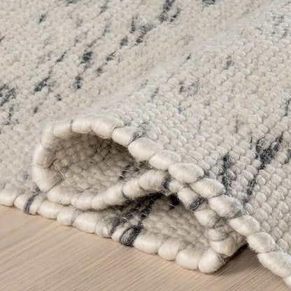 Rugs USA Santa Ynez Ivory/Grey, 9'6" x 13'6", Handmade, Marled, Wool & Cotton, Soft and Cozy, High Traffic, Stain Resistant, Easy Clean, Durable Area Rug for Bedroom, Living Room, Dining, Den, Foyer