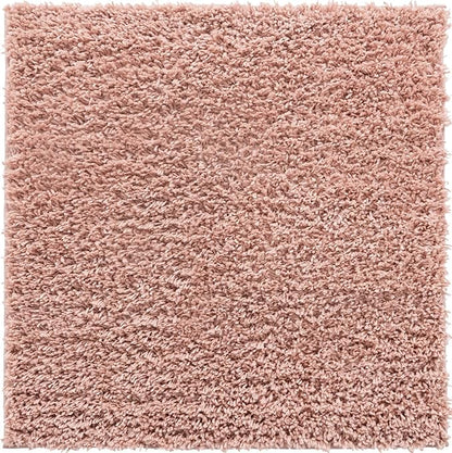 Unique Loom Davos Shag Collection Area Rug - Solid (3' 3" Square, Dusty Rose)