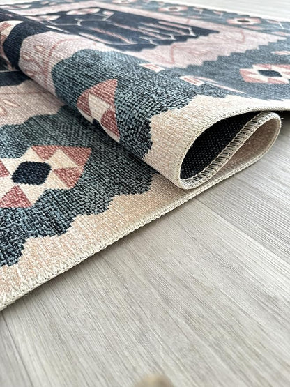 Fame Living Faded Oushak Rug, Turkish Vintage Floral Pastel Large Oversized Area Rugs for Living Room Dining Bedroom Kitchen Bathroom Nursery (862CN, 2'5 x 9'8)