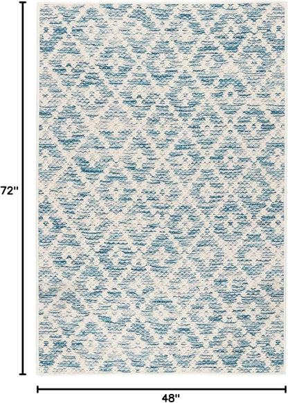 Dash and Albert Melange Diamond Machine Washable Area Rug - 4' x 6' Blue - Diamond Accent Rug - Anti-Slip Backing, Lightweight, Machine Washable, High Traffic Areas Kitchen, Mudroom, Laundry Room