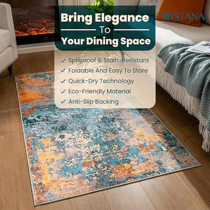Istana 3x5 Area Rug - Multi/Blue Modern Rugs for Living Room 3x5 - Foldable Rugs for Bedroom/Living Room Rug - Stain Resistant Washable Rug - Eco-Friendly Small Area Rugs