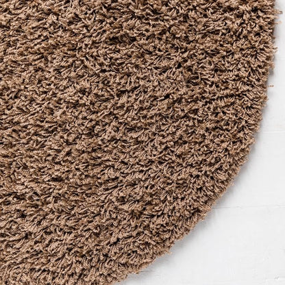 Unique Loom Solid Shag Collection Area Rug (5' 1" x 8' Oval, Sandy Brown)