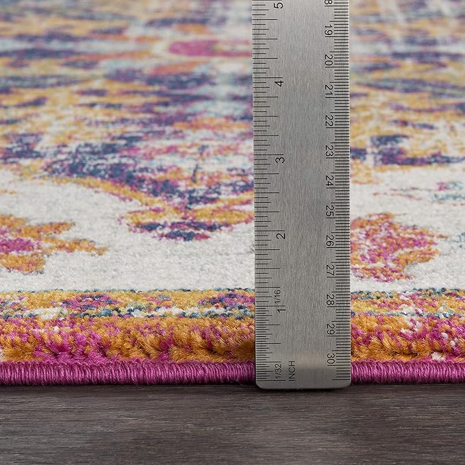 Livabliss Area Rugs - 9x12 Odelia Vintage Boho Beige Mustard Gray Area Rug for Living Room Bedroom - Floral Medallion Stain Resistant Carpet for Kitchen, Nursery, Office (9' x 12'6")