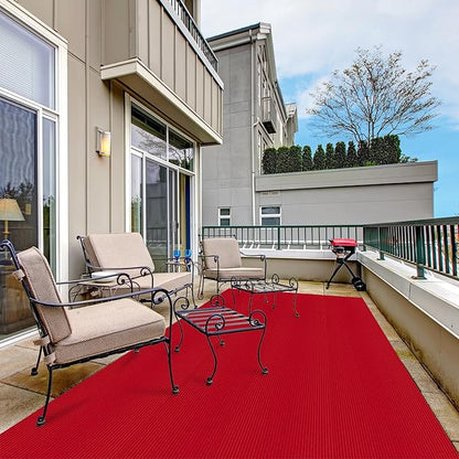 Ottomanson 3'11" x 14' Hallway Runner with Scraper Pile - Extra Durable Non-Slip Rug Mat for Indoor & Outdoor Use - Ideal for Kitchen, Entryway & Garage - High-Traffic Carpet, Red