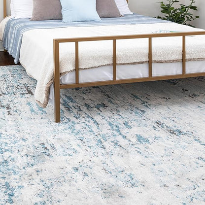 Rugs.com Leipzig Collection Rug – 6x9 Blue Low-Pile Rug Perfect for Bedrooms, Dining Rooms, Living Rooms