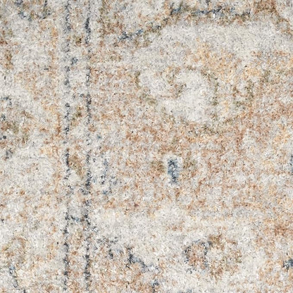 Nourison Home Astra Machine Washable Beige 5'3" x Round Area Rug - Easy Clean, Non Shedding, Bed Room, Living Room, Dining Room, Kitchen (5' x Round)