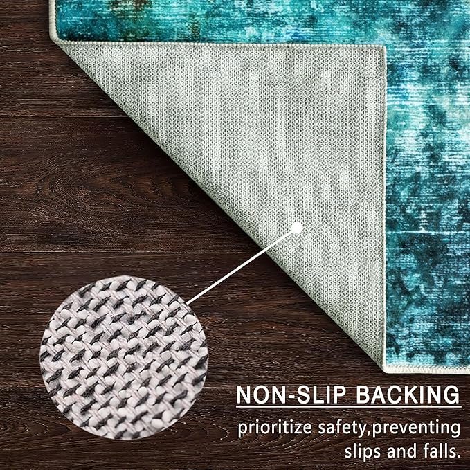 vivorug Round Rug 5ft Abstract Round Area Rug Non-Slip Indoor Carpet for Living Room Bedroom Entryway, Stain Resistant Home Decor Circle Rug, Rosy Clouds