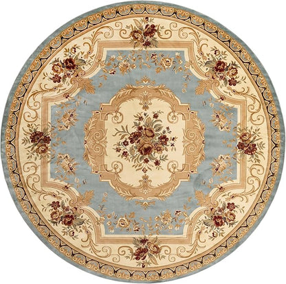Rugs.com Chateau Collection Rug – 13' Round Light Blue Medium Rug Perfect for Kitchens, Dining Rooms