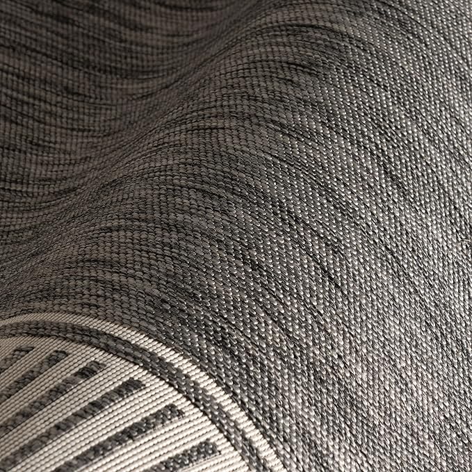Nuloom Asha Grey/Ivory, 8' x 10', Casual, Striped Border, Soft and Cozy, High Traffic, Stain Resistant, Easy Clean, Durable Area Rug for Indoor/Outdoor Patio, Deck, Porch, Garden, Courtyard