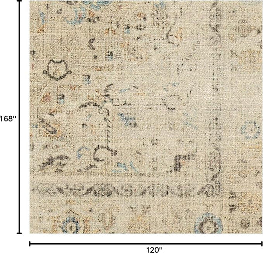 RUGGABLE Washable Vintage Area Rug – Kamran Ivory Opal 10x14, Stain-Resistant, Non-Slip – Large Machine Washable Rugs for Living Room, Bedroom, Hallway, Entryway & Office–with Standard Pad