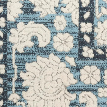 Nourison Home Grace Blue 5'3" x 7'3" Area Rug - Easy Clean, Non Shedding, Bed Room, Living Room, Dining Room, Kitchen (5' x 7')