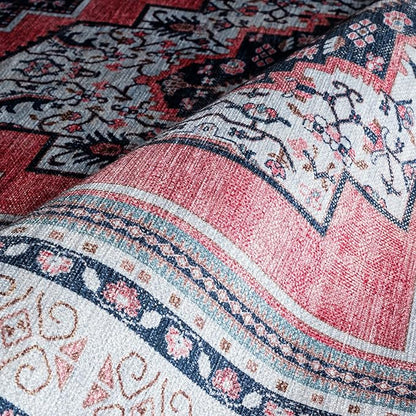 Fame Rugs Turkish Rug. Washable Vintage Oriental Antique Inspired Traditional Doormat Small Modern Area Rugs Luxury Entryway Entry Bedroom Bathroom Kitchen (399TN, 2'5 x 6'9)