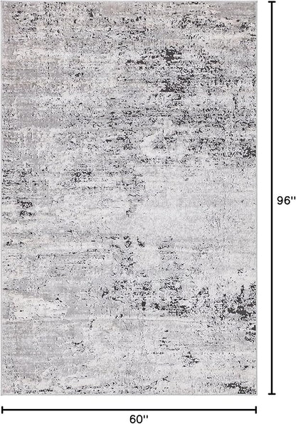 Rugs.com Leipzig Collection Area Rug – 5X8 Grey Low-Pile Rug Perfect for Bedrooms, Dining Rooms, Living Rooms