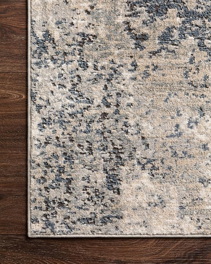 Loloi Teagan Collection TEA-07 Natural/Denim 7'-11" x 10'-6" Area Rug, Large, Soft Neutral Rug, High-Traffic for Living Room, Bedroom, Home Office, Dining Area